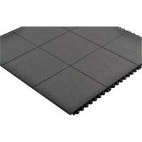 Tapis antifatigue &agrave; imbrication Cushion-Ease, Rugueux, 3' x 3' x 3/4", Noir, Caoutchouc naturel Equipex