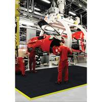 Tapis antifatigue &agrave; imbrication Cushion-Ease, Rugueux, 3' x 3' x 3/4", Noir, Caoutchouc naturel Equipex