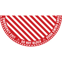 Signalisation au sol ?Emergency Exit? (sortie de secours) pour porte battante en demi-cercle, Adh&eacute;sif, Anglais avec pictogramme Equipex