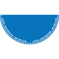 Signalisation au sol ?Caution? (attention) pour porte battante en demi-cercle, Adh&eacute;sif, Anglais avec pictogramme Equipex