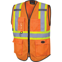6958 Gilet de s&eacute;curit&eacute; &agrave; fermeture &eacute;clair avant, Orange haute visibilit&eacute;, Petit, Polyester Equipex