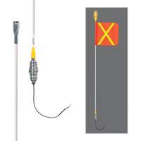 Tiges de s&eacute;curit&eacute; tout-temps de s&eacute;rie lourde avec lumi&egrave;re DEL constante Safety Whip, Fixation Ressort, Hauteur 5', Orange avec X r&eacute;fl&eacute;chissant Equipex