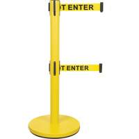 Barri&egrave;re pour le contr&ocirc;le des foules &agrave; courroie double, Acier, 35" h, Ruban Jaune, Longueur du ruban 7' Equipex