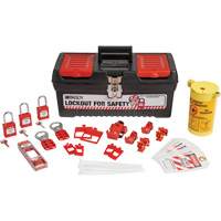 Electrical Lockout Tagout Kit with Nylon Safety Lockout Padlocks in Toolbox, Electrical Kit, 33 Components Equipex