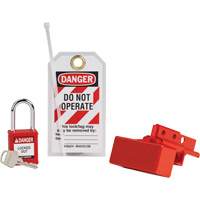 BatteryBlock Forklift Power Connector Lockout with Nylon Safety Padlock, Electrical Kit, 3 Components Equipex