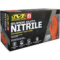 Gants robustes jetables, 9/Moyen, Nitrile, 8 mils, Sans poudre, Orange Equipex