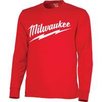 Chandail &agrave; manches longues tr&egrave;s r&eacute;sistant avec logo Milwaukee, Hommes, Petit, Rouge Equipex