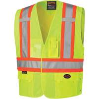 131 Veste de s&eacute;curit&eacute; avec c&ocirc;t&eacute;s r&eacute;glables, Jaune lime haute visibilit&eacute;, Grand/T-Grand, Polyester Equipex