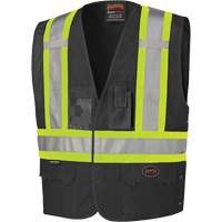 135 Veste de s&eacute;curit&eacute; avec c&ocirc;t&eacute;s r&eacute;glables, Noir, Grand/T-Grand, Polyester Equipex