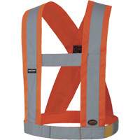 5490 4" Wide Adjustable Safety Sash, Meets/Exceeds CSA Z96 Class 2 - Level 2, High Visibility Orange, Silver Reflective Colour, One Size Equipex