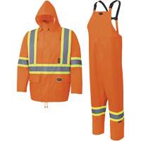 5618 Combinaison de pluie 150D, Polyester/Polyur&eacute;thane, Petit, Orange haute visibilit&eacute; Equipex