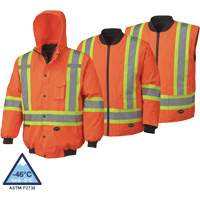 5022 Veste aviateur imperm&eacute;able 7 en 1, Polyester, Orange haute visibilit&eacute;, T-petit Equipex