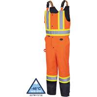 5040BB Waterproof Quilted Bib Pants, Polyester, X-Small, Black/High Visibility Orange Equipex