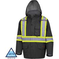 5031BK Waterproof Quilted Safety Parka, Black, Small Equipex