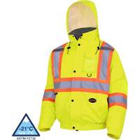 5033 Waterproof Winter Quilted Safety Bomber Jacket, Polyester, High Visibility Lime-Yellow, Small Equipex