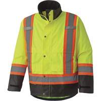 5401 300D Trilobal Ripstop Waterproof Safety Jacket, Polyester, Black/High Visibility Lime-Yellow, X-Small Equipex