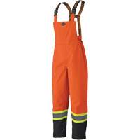 5404 300D Trilobal Ripstop Waterproof Bib Pants, Polyester, Small, Black/High Visibility Orange Equipex