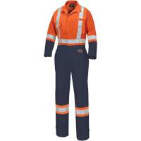 5514WBB Combinaisons de s&eacute;curit&eacute; pour femmes 2 tons, T-petit, Orange haute visibilit&eacute;/Bleu marin Equipex