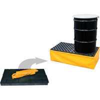 Ultra-Spill Pallet flexible, 2 barils, Capacit&eacute; de d&eacute;versement 66 gal. US, 48" x 24" x 14" Equipex