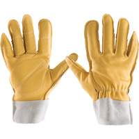 All-Leather Gloves, 7/Small, Grain Leather Palm, Elastic Cuff Equipex
