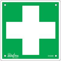 Enseigne premiers soins, 6" x 6", Aluminium, Pictogramme Equipex