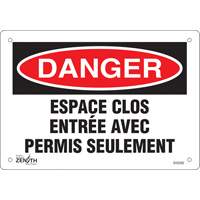 Enseigne  Espace clos , 7" x 10", Aluminium, Français Equipex
