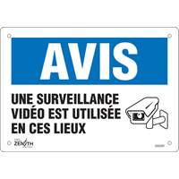 Enseigne  Surveillance vid&eacute;o , 7" x 10", Plastique, Français avec pictogramme Equipex