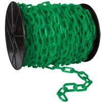 Chaîne de s&eacute;curit&eacute; en plastique robuste, Jaune, Maillon de 2", 100' de long Equipex