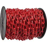 Chaîne de s&eacute;curit&eacute; en plastique robuste, Rouge, Maillon de 2", 100' de long Equipex