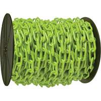 Chaîne de s&eacute;curit&eacute; en plastique robuste, Vert, Maillon de 2", 100' de long Equipex
