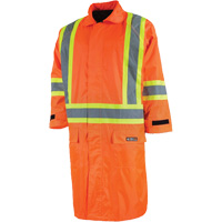Imperm&eacute;able long avec capuchon amovible, Nylon/PVC, Petit, Orange haute visibilit&eacute; Equipex