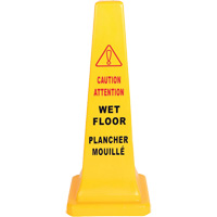 C&ocirc;ne d'avertissement de plancher mouill&eacute;, Bilingue avec pictogramme Equipex