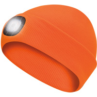5675 Knit Toque with LED Headlight, Fleece Lining, One Size, High Visibility Orange Equipex