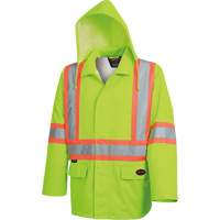 5628 The Rock  Waterproof Safety Jacket, Polyester/Polyurethane, High Visibility Lime-Yellow, Small Equipex