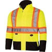 5771 Waterproof Reversible Safety Jacket, Polyester/Polyurethane, High Visibility Lime-Yellow, Small Equipex