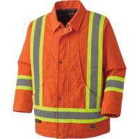 5537A Quilted Duck Safety Parka, High Visibility Orange, Small Equipex