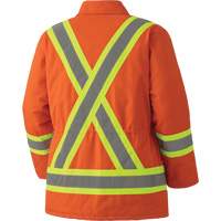5537A Quilted Duck Safety Parka, High Visibility Orange, Small Equipex