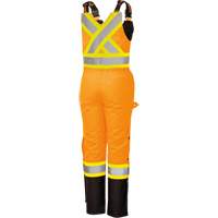 5040BBW Women's High-Visibility Waterproof Safety Overalls, Polyester, X-Small, Black/High Visibility Orange Equipex