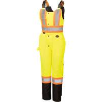5041BBW Women's High-Visibility Waterproof Safety Overalls, Polyester, X-Small, Black/High Visibility Lime-Yellow Equipex