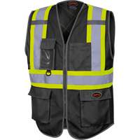 6959BK Veste de s&eacute;curit&eacute; haute visibilit&eacute; en tricot chaîne avec fermeture &agrave; glissi&egrave;re, Noir, T-petit, Polyester Equipex