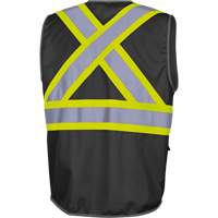 6959BK Veste de s&eacute;curit&eacute; haute visibilit&eacute; en tricot chaîne avec fermeture &agrave; glissi&egrave;re, Noir, T-petit, Polyester Equipex