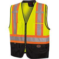 6895 Veste de s&eacute;curit&eacute; haute visibilit&eacute; bicolore avec fermeture &agrave; glissi&egrave;re sur tout le devant, Noir/Jaune lime haute visibilit&eacute;, 2T-Grand/3T-Grand, Polyester Equipex
