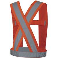 5491 High-Visibility 4" Wide Adjustable Safety Sash, Meets/Exceeds CSA Z96 Class 2 - Level 2, High Visibility Orange, Silver Reflective Colour, One Size Equipex