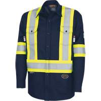 7742SF Chemise de s&eacute;curit&eacute; haute visibilit&eacute; r&eacute;sistant aux arcs &eacute;lectriques 88/12 FR-Tech, Petit, Bleu marin Equipex