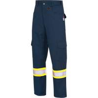 7764 FR-Tech&reg; High Visibility 88/12 FR/Arc Rated Safety Cargo Pants, 30, x 32, Navy Blue Equipex
