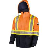 4484 Manteau de s&eacute;curit&eacute; Defender antistatique/ignifuge/anti-arc &eacute;lectrique en trilamin&eacute;, Petit, Noir/Orange haute visibilit&eacute;, 11 cal/cm² Equipex