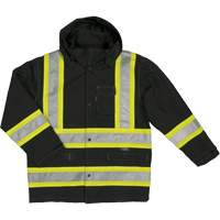 Ripstop Safety Rain Jacket, Polyester, X-Small, Black Equipex