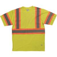 Short Sleeve Safety T-Shirt, Cotton, X-Small, High Visibility Lime-Yellow Equipex
