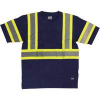 Short Sleeve Safety T-Shirt, Cotton, X-Small, Navy Blue Equipex