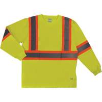 Long Sleeve Safety T-Shirt, Cotton, X-Small, High Visibility Lime-Yellow Equipex